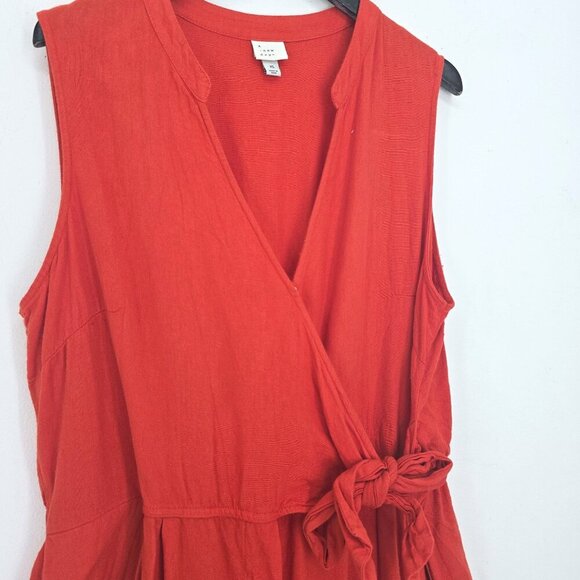 A New Day Linen Blend Plus Size Romper/Mini Jumpsuit Womens Size XL Tangerine Or - Picture 3 of 7